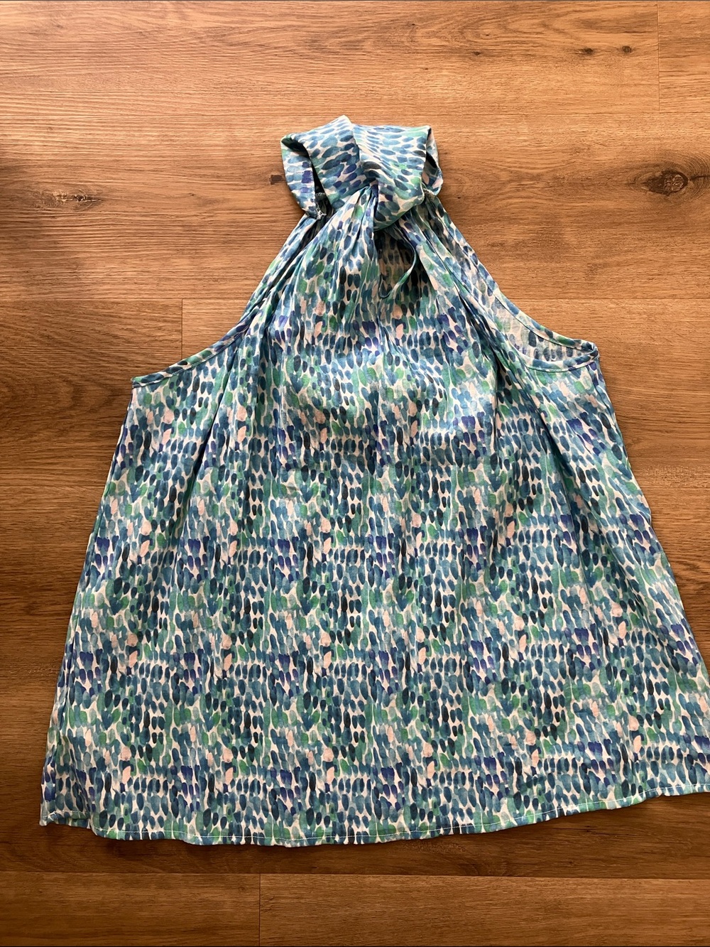 Blue Green Patterned Halter Tank Top